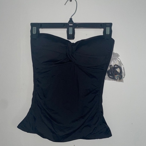 Anne Cole Women's Solid Twist Front Shirred Bandeau Tankini Swim Top NWT Small - Picture 5 of 7